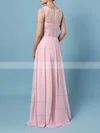 A-line Scoop Neck Lace Chiffon Floor-length Beading Prom Dresses #Favs020105877