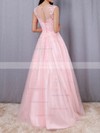 Princess Scoop Neck Tulle Floor-length Appliques Lace Prom Dresses #Favs020105893