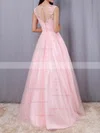 Princess Scoop Neck Tulle Floor-length Appliques Lace Prom Dresses #Favs020105893