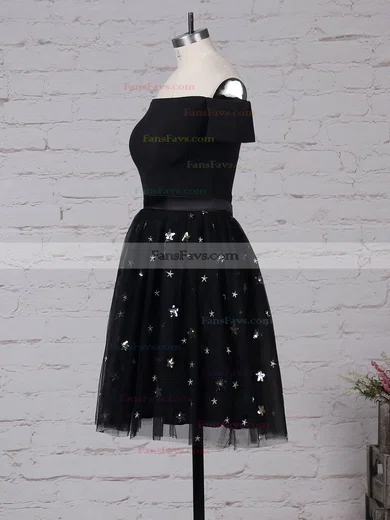 A-line Off-the-shoulder Tulle Short/Mini Beading Prom Dresses #Favs020105896