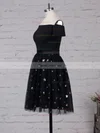 A-line Off-the-shoulder Tulle Short/Mini Beading Prom Dresses #Favs020105896