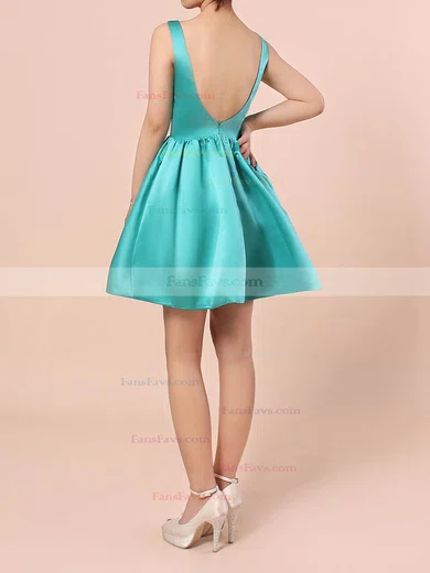 A-line Square Neckline Satin Short/Mini Prom Dresses #Favs020105898
