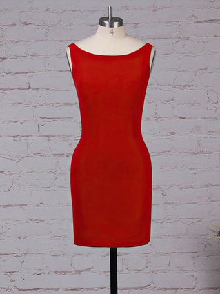 Sheath/Column Scoop Neck Stretch Crepe Short/Mini Prom Dresses #Favs020105899