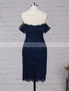 Sheath/Column Off-the-shoulder Lace Knee-length Appliques Lace Prom Dresses #Favs020105900