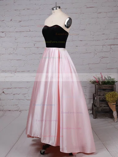 Ball Gown Strapless Satin Asymmetrical Pockets Prom Dresses #Favs020105911