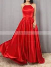 Ball Gown Scoop Neck Satin Asymmetrical Prom Dresses #Favs020105912