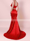 Trumpet/Mermaid V-neck Satin Sweep Train Ruffles Prom Dresses #Favs020105916