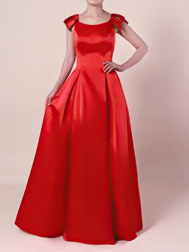 Princess Scoop Neck Satin Floor-length Prom Dresses #Favs020105917