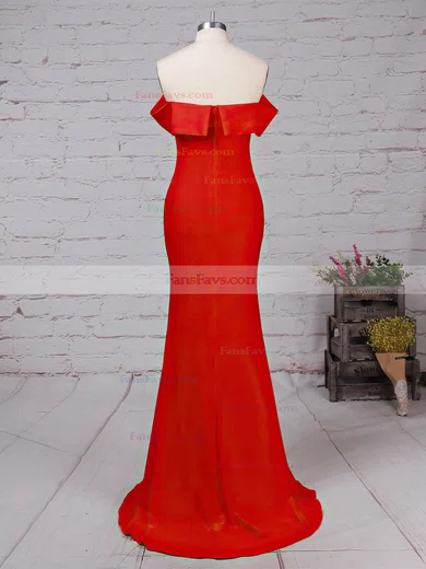 Sheath/Column Off-the-shoulder Jersey Sweep Train Prom Dresses #Favs020105918