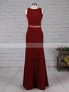 Sheath/Column Scoop Neck Jersey Sweep Train Prom Dresses #Favs020105919