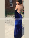 Sheath/Column Scoop Neck Velvet Sweep Train Beading Prom Dresses #Favs020106114
