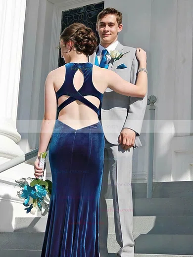 Trumpet/Mermaid Scoop Neck Velvet Floor-length Prom Dresses #Favs020106120