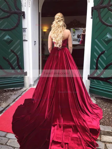 Ball Gown Sweetheart Velvet Court Train Prom Dresses #Favs020106125