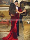 Trumpet/Mermaid Sweetheart Velvet Sweep Train Prom Dresses #Favs020106135