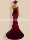 Trumpet/Mermaid V-neck Velvet Sweep Train Prom Dresses #Favs020106138