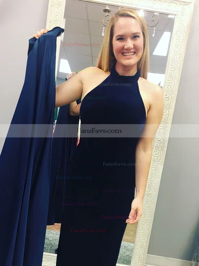 A-line Halter Satin Velvet Detachable Sashes / Ribbons Prom Dresses #Favs020106154