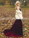 Trumpet/Mermaid V-neck Velvet Sweep Train Beading Prom Dresses #Favs020106156