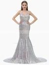 Trumpet/Mermaid Halter Sequined Sweep Train Prom Dresses #Favs020106160