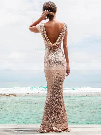 Sheath/Column Scoop Neck Sequined Floor-length Prom Dresses #Favs020106178