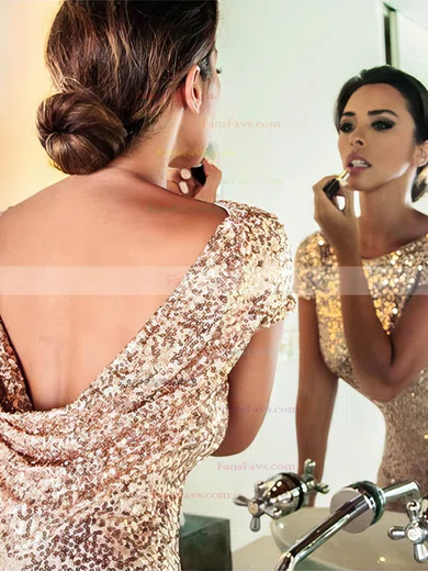 Sheath/Column Scoop Neck Sequined Floor-length Prom Dresses #Favs020106178
