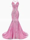 Trumpet/Mermaid V-neck Sequined Sweep Train Prom Dresses #Favs020106183