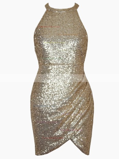 Sheath/Column Halter Sequined Short/Mini Prom Dresses #Favs020106190