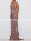 Sheath/Column V-neck Sequined Sweep Train Prom Dresses #Favs020106194