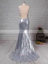 Trumpet/Mermaid V-neck Sequined Sweep Train Prom Dresses #Favs020106202