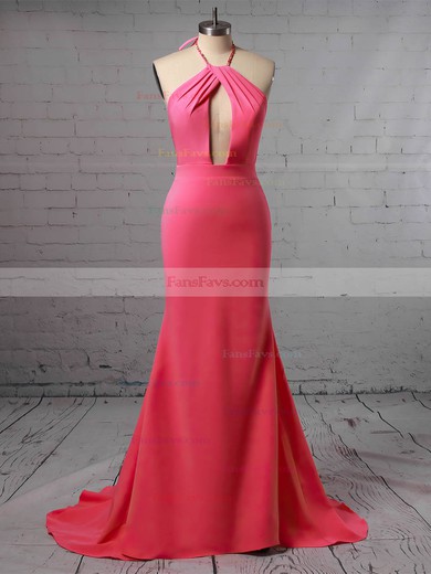 Trumpet/Mermaid Halter Jersey Floor-length Prom Dresses #Favs020106221