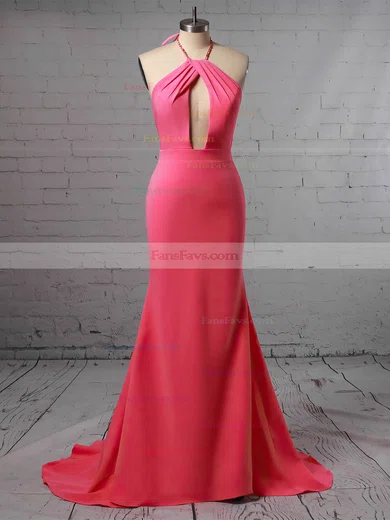 Trumpet/Mermaid Halter Jersey Floor-length Prom Dresses #Favs020106221