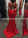 Trumpet/Mermaid Scoop Neck Jersey Sweep Train Cascading Ruffles Prom Dresses #Favs020106235