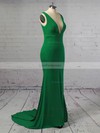 Trumpet/Mermaid V-neck Jersey Sweep Train Prom Dresses #Favs020106249