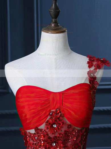 Trumpet/Mermaid One Shoulder Watteau Train Chiffon Beading Prom Dresses #Favs020102212