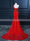 Trumpet/Mermaid One Shoulder Watteau Train Chiffon Beading Prom Dresses #Favs020102212