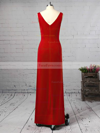 Sheath/Column V-neck Jersey Ankle-length Split Front Prom Dresses #Favs020106254