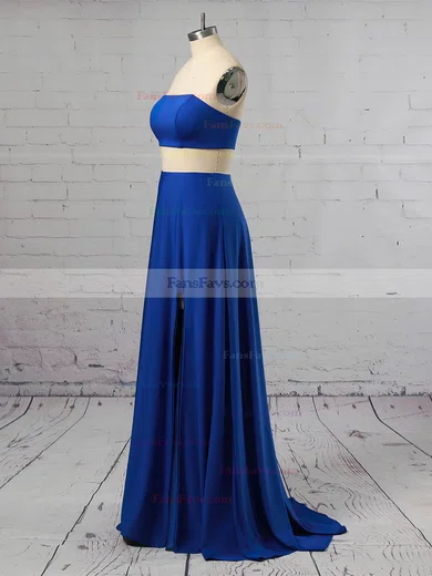 Sheath/Column Strapless Jersey Floor-length Split Front Prom Dresses #Favs020106257