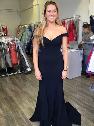 Trumpet/Mermaid Off-the-shoulder Jersey Sweep Train Prom Dresses #Favs020106261 Trumpet/Mermaid Off-the-shoulder Jersey Sweep Train Prom Dresses #Favs020106261