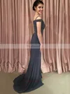 Trumpet/Mermaid Off-the-shoulder Jersey Sweep Train Sashes / Ribbons Prom Dresses #Favs020106269