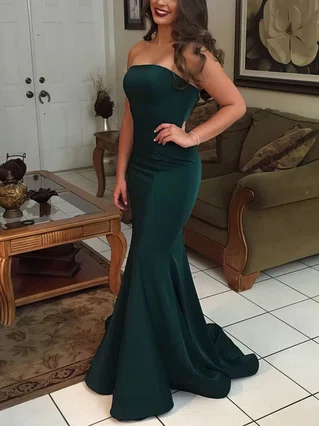 Trumpet/Mermaid Strapless Jersey Floor-length Prom Dresses #Favs020106274