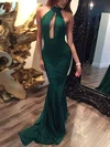 Trumpet/Mermaid Halter Silk-like Satin Sweep Train Prom Dresses #Favs020104527