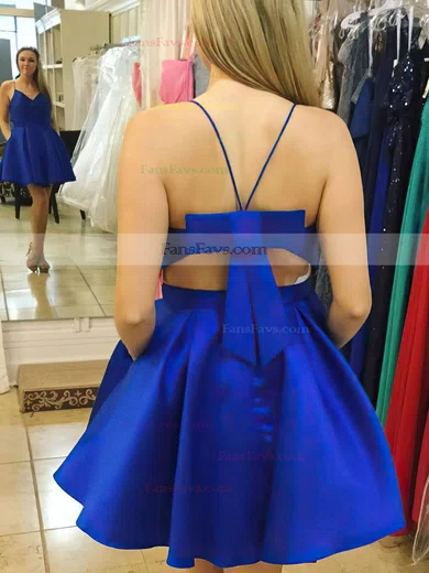 A-line V-neck Satin Short/Mini Bow Prom Dresses #Favs020106285