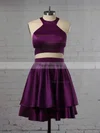A-line Scoop Neck Satin Velvet Short/Mini Tiered Prom Dresses #Favs020106287