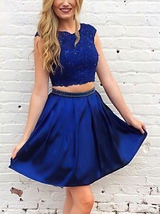 A-line Scoop Neck Satin Short/Mini Beading Prom Dresses #Favs020106294 A-line Scoop Neck Satin Short/Mini Beading Prom Dresses #Favs020106294