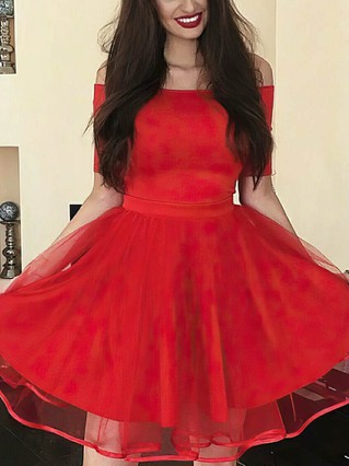 A-line Off-the-shoulder Tulle Knee-length Prom Dresses #Favs020106299 A-line Off-the-shoulder Tulle Knee-length Prom Dresses #Favs020106299