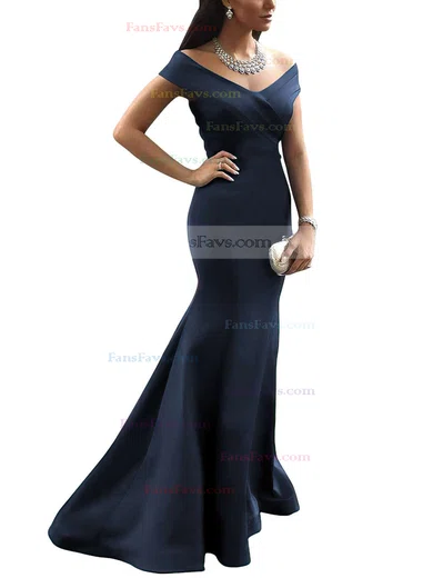 Trumpet/Mermaid Off-the-shoulder Satin Sweep Train Ruffles Prom Dresses #Favs020102331