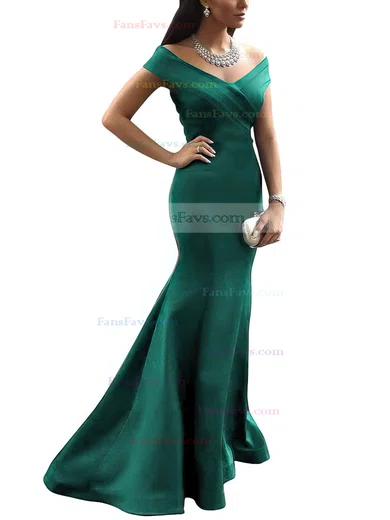 Trumpet/Mermaid Off-the-shoulder Satin Sweep Train Ruffles Prom Dresses #Favs020102331