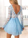 A-line Scoop Neck Lace Chiffon Short/Mini Lace Prom Dresses #Favs020106314