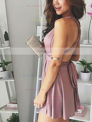 A-line V-neck Jersey Short/Mini Prom Dresses #Favs020106316