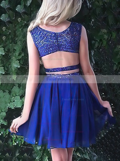 A-line Scoop Neck Chiffon Short/Mini Beading Prom Dresses #Favs020106319