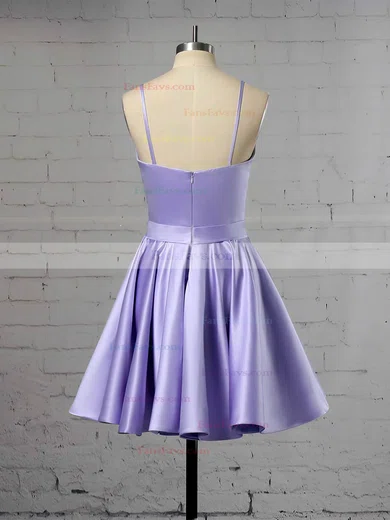 A-line V-neck Satin Short/Mini Prom Dresses #Favs020106321